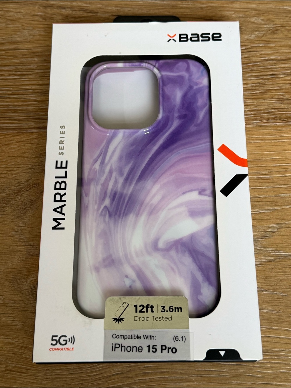 New xBase Marble Series Purple iPhone 15 Pro 6.1” Case purple pink marble